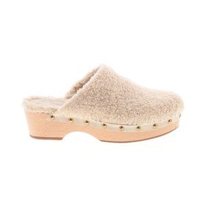 J. Crew Cream Shearling Clogs Mules with Studded Trim size 8